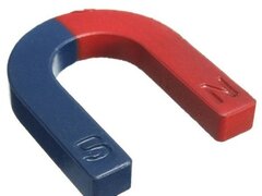 Magnet ferita potcoava 48 x 42 mm, rosu-albastru